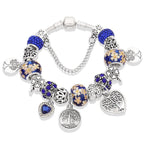 Pulsera Árbol de la Vida Plata Mujer azul marino