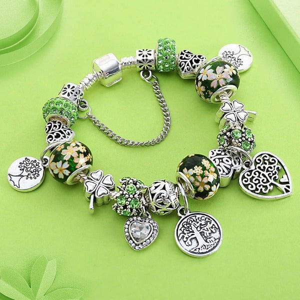 Pulsera Árbol de la Vida Plata Mujer verde