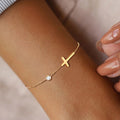 Pulsera con Cruz para Mujer Oro y Plata oro
