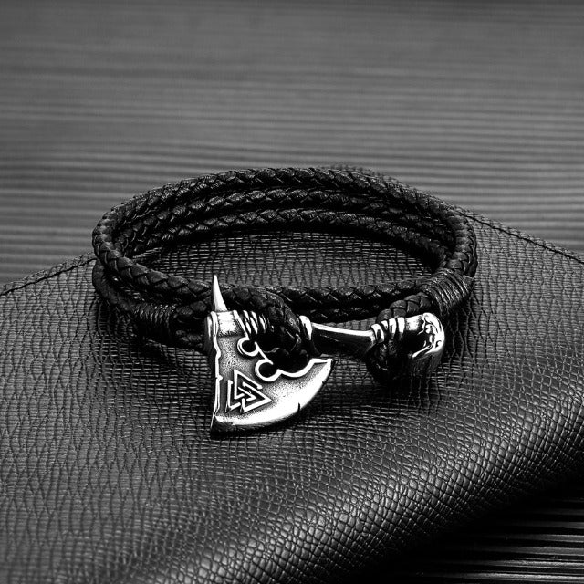 Pulsera con Hacha Vikinga negra