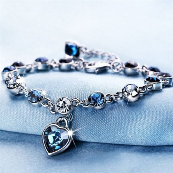Pulsera Corazón Mujer Esclava Plata Circonio