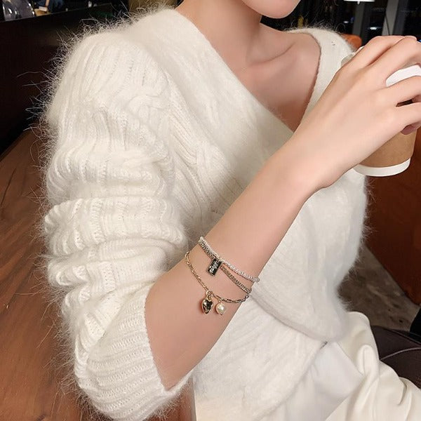 Pulsera Corazón y Perlas del Mar del Sur