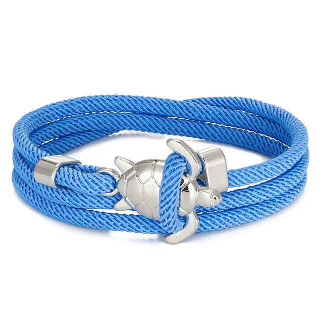 Pulsera Cordón Tortuga Marina azul cielo