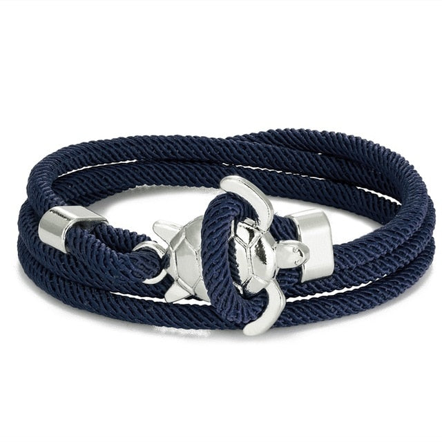Pulsera Cordón Tortuga Marina azul oscuro