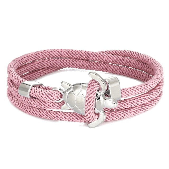 Pulsera Cordón Tortuga Marina rosa