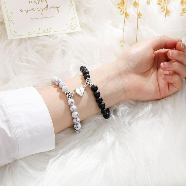Pulsera Pareja Perla negra y blanca
