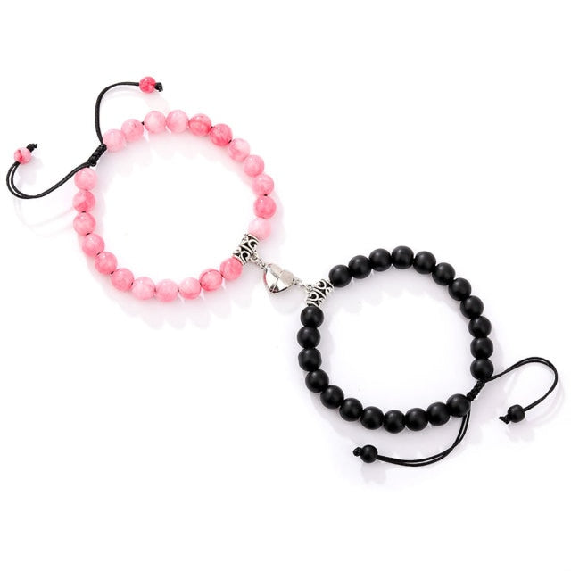 Pulsera Pareja Perla rosa y negra