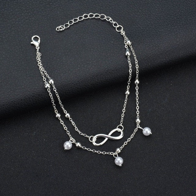 Pulsera de Tobillo Infinito para Mujer plata