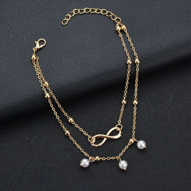 Pulsera de Tobillo Infinito para Mujer oro