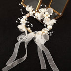 Pulsera de Boda Perlas y Flores 