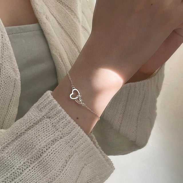 Pulsera Corazón Doble Amuleto de la Suerte