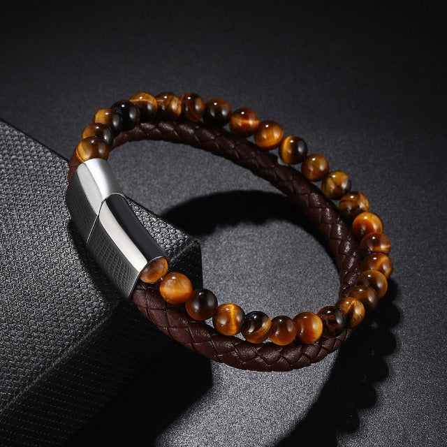 Pulsera Gourmette Piedra Ojo de Tigre negro