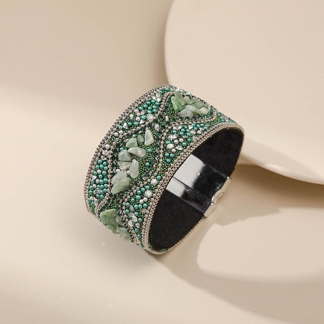 Brazalete Brazalete Piedra Natural para Mujer verde