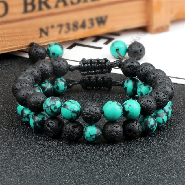 Pulsera Piedra de Lava de Sanación Pulsera para Hombre Mujer