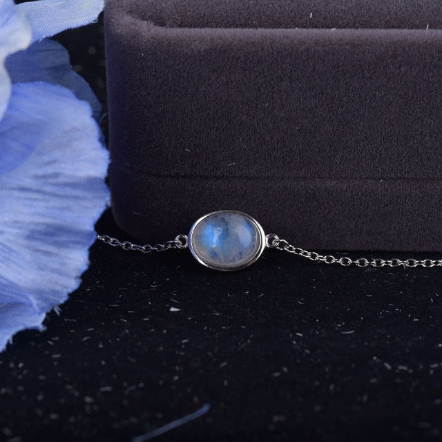 Pulsera de Piedra de Luna en Plata Gourmette Fertilidad