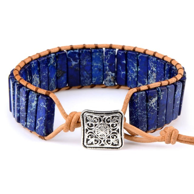 Pulsera Tibetana de Protección en Piedra Natural azul marino