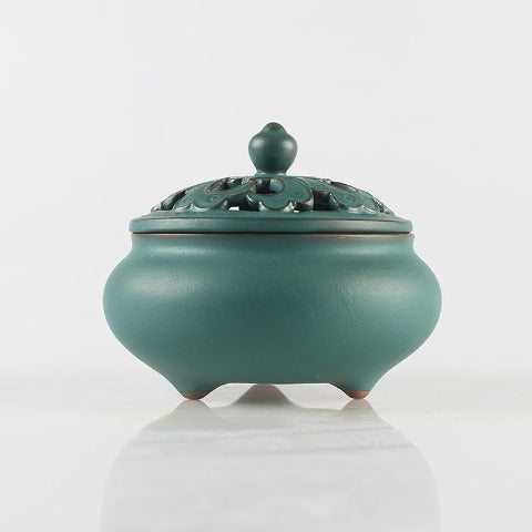 Quemador de incienso de barro cocido cerámica verde