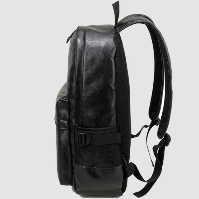 Mochila de Cuero para Hombre Negra