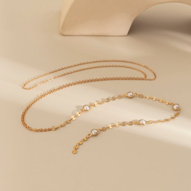 Cadena de Torneado con Perlas para Mujer