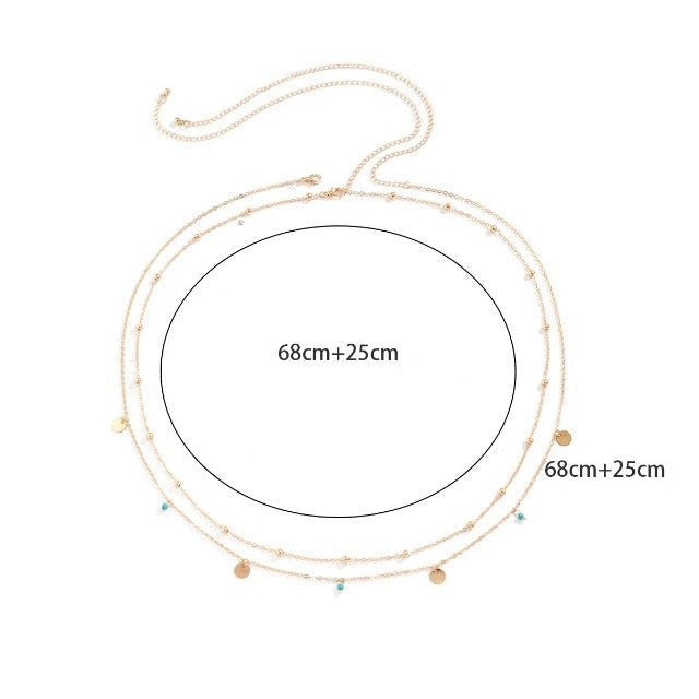 Cadena de vientre con perlas para mujer