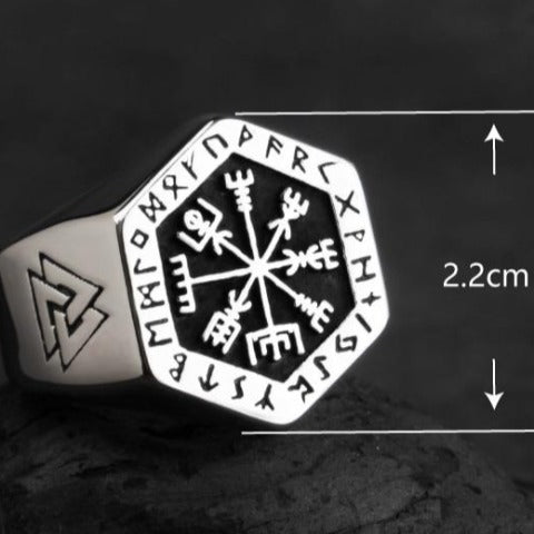 Anillo de plata para hombre con diseño de caballero vikingo