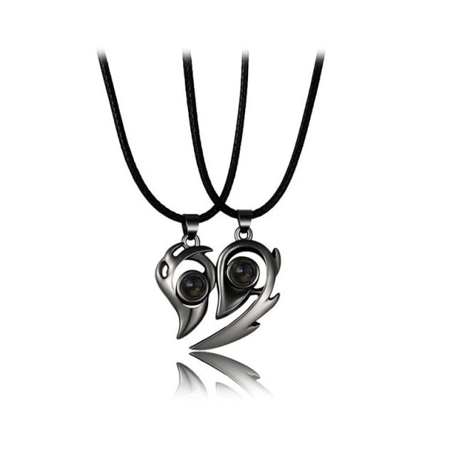 Collar Corazón Separables para Pareja negro 
