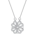 Collar Corazón Trébol de 4 Hojas Colgante Amuleto de la Suerte en Plata