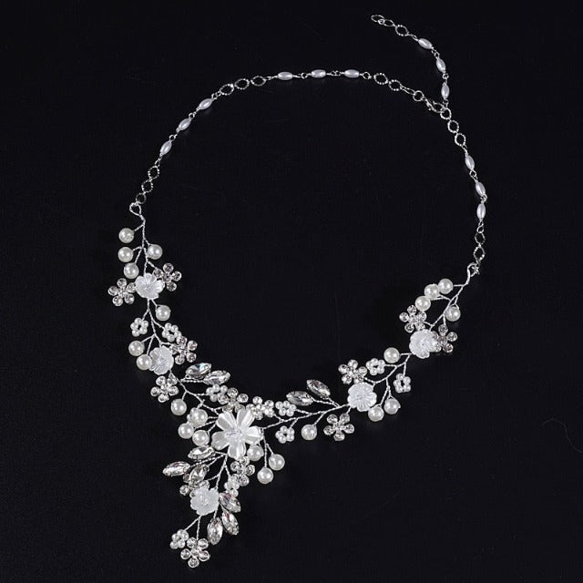 Collar de Boda Flores plata