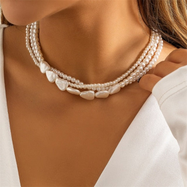 Collar de Perlas Blancas Gargantilla para Mujer