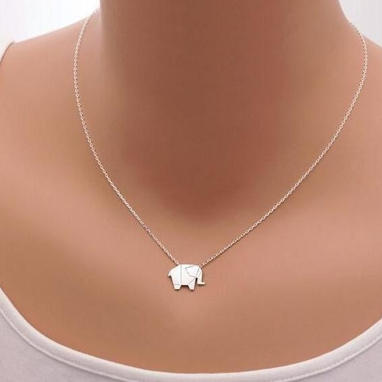Collar Elefante Origami plata