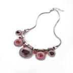 Collar Étnico Plata Turquesa rosa rojo