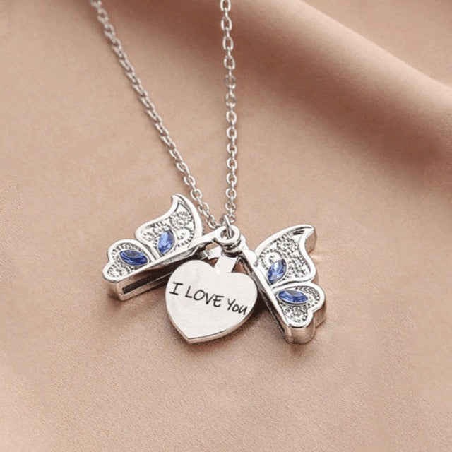 Collar I Love You Papillon plata