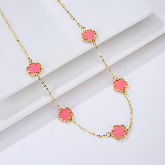 Collar de Oro Ágata Trébol blanco nacarado Idea de Regalo Joyería para mujeres