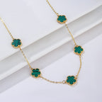 Collar de Oro Ágata Trébol blanco nacarado Idea de Regalo Joyería para mujeres