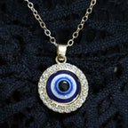 Collar Colgante Contra el Mal de Ojo Azul Griego Turco Matiasma Mataki plata