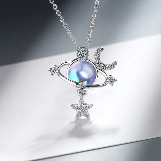 Collar Colgante Piedra de Luna Azul azul claro