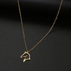 Collar Colgante Cabeza de Caballo Minimalista oro