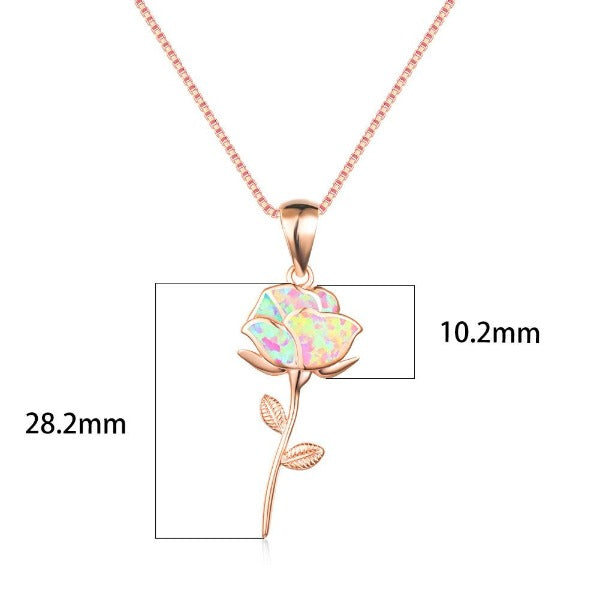 Collar Rosa Flor en Ópalo