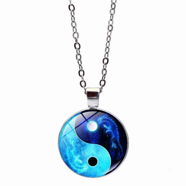 Collar Yin Yang Azul Tai Chi Colgante