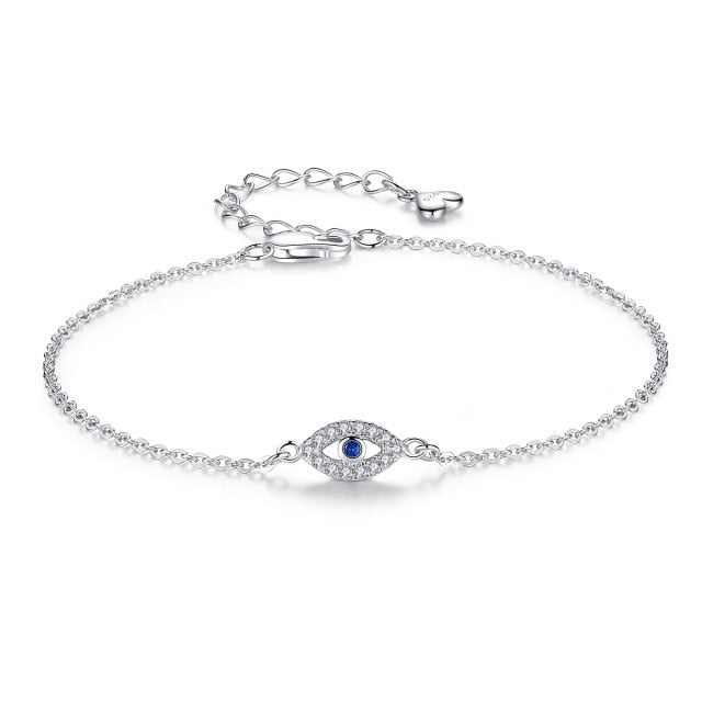 Pulsera gourmette de plata contra el mal de ojo azul griego turco Matiasma Mataki