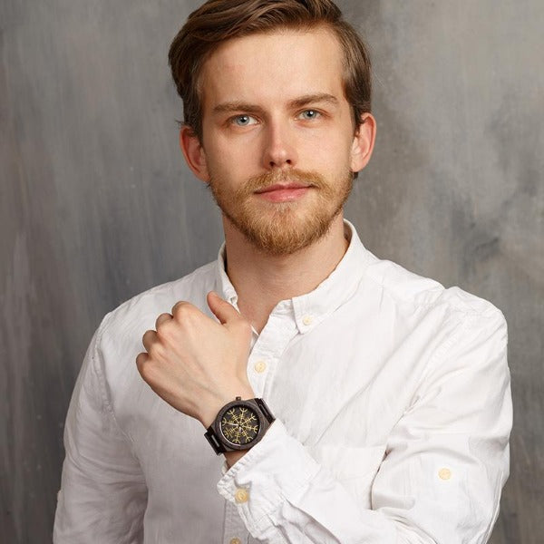 Reloj Vikingo Hombre Madera negro