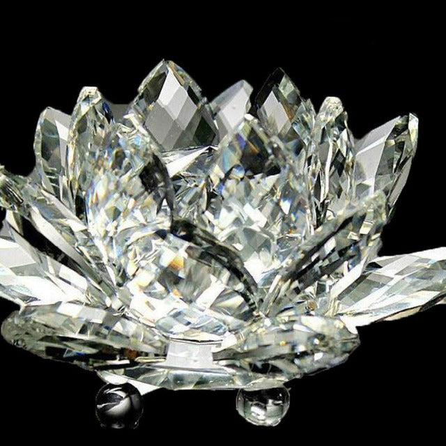 Adorno Fengshui en Cristal de Vidrio "Flor de cuarzo" - Sanación, Budismo, Meditación blanco