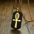 Collar Ankh negro y oro