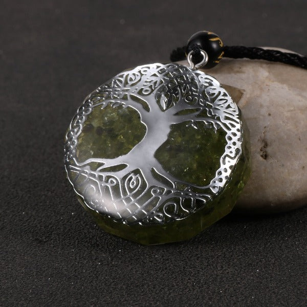 Colgante Piedra Orgonita & Collar Hombre mujer Protección Meditación árbol de la vida