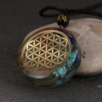 Colgante Piedra Orgonita & Collar Hombre mujer Protección Meditación flor de la vida mandala