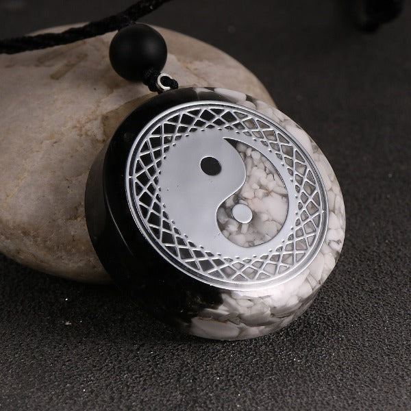 Colgante Piedra Orgonita & Collar Hombre mujer Protección Meditación yin yang