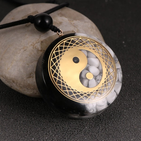 Colgante Piedra Orgonita & Collar Hombre mujer Protección Meditación yin yang