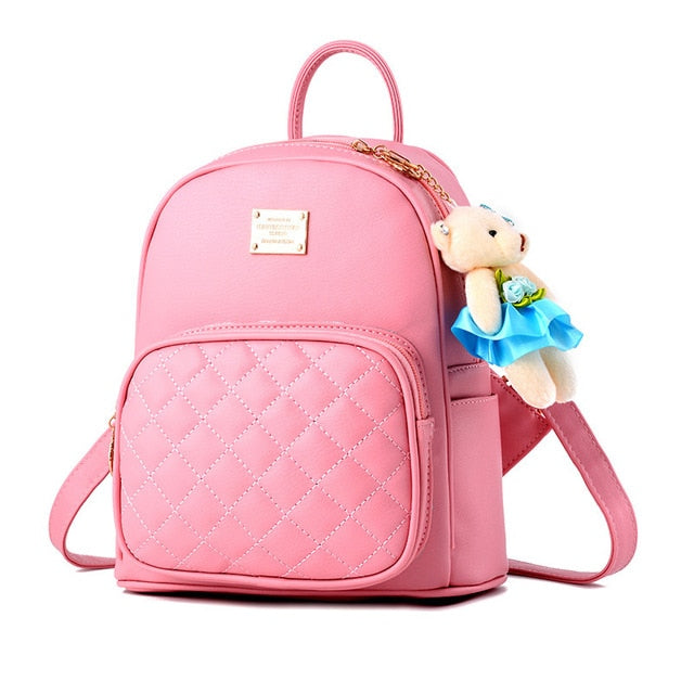 Pequeña Mochila De Cuero Para Mujer Rosa