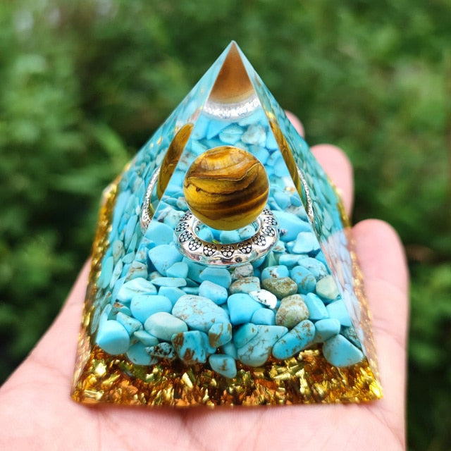 Pirámide Orgonite Protección & Meditación azul