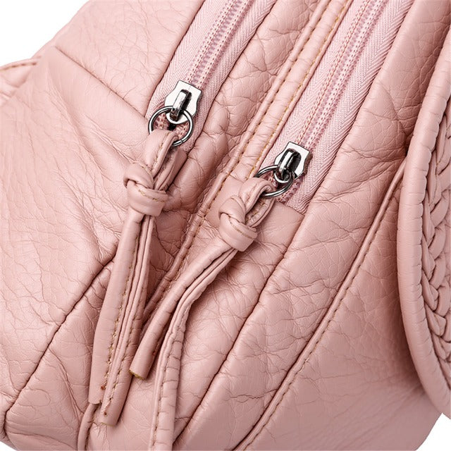 Mochila de cuero para gatos, cartable femenino lindo rosa 